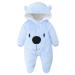 Baby Hooded Rompers Flannel Winter Outfits Boys Girls Snowsuits Feet Covered Jumpsuit 0-3 Months 0-3 Months G
