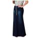 Sanahy Womens Casual Front Button High Waist Washed Denim A-Line Skirts Long Jean Skirt Knee Length Fishtail Skirts Jean Skirts L Dark Blue