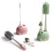 Bebamour Stand Baby Bottle Brushes for Cleaning 3 in 1 Soft Baby Bottle Brush Teat Brush Straw Cleaner for Stand Bottle Brushes Cleaner Set (Pink)