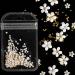 3D Flower Caviar Beads Nail Art Decals - White Pink Acrylic Charms with Pearl Beads for DIY Manicures - Buy Online on GoSupps.com