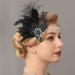 Fashband 1920s Flapper Headband Black Feather Headpiece Rhinestone Gatsby Hair Band Cocktail Head Accessories for Women (dot)