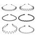 FlyfTrey 6 pieces unisex metal hair band black jumping wave hair band non -slip elastic headband hair bands hairpin hair accessories headband accessories for outdoor sports yoga