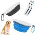 Dog bowls foldable travel bowl 2 pieces of feeding dog bitches with lids and hooks dog bowl portable silicone drinking shell for cats dogs hikes and camping (L Black Blue) L black blue