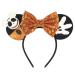 Kiddale Halloween Mouse Ear Headband for Women Girls Orange Bow Skull Hair Hoop Headwear Headdress for Halloween Party Cosplay Decoration