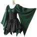 Women's Renaissance Medieval Costume Set - Flare Sleeve Corset Skirt & Overskirt in Medium Green - Buy Online on GoSupps.com