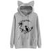 Bigfanshu Womens Cat Long Sleeve Hoodie Sweatshirt Hooded Pullover Tops Blouse with Ears Grey