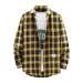 Maqroz Mens Flannel Shirts Long Sleeve Big and Tall Casual Shirt Jackets Button Down Lapel Fashion Plus Size Plaid Shirts 02-yellow X-Large