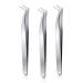 Desikixudy 3 Pieces Eyelash Grafting Tweezers Curved Tip False Eyelashes Suitable for Personal Eyelash Extender Silver