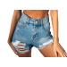 UCK-KIT Women's High Rise Jeans Shorts Summer Ripped Jeans Shorts Fringe Shorts Hot Pants Light Blue MM Light Blue