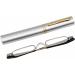 BILIZA Mini Slim Pen Reading Glasses - Portable Clip Case Compact Metal Frame Eyeglasses in Gray (1.0X) - International Shipping Available - Buy Online on GoSupps.com