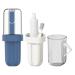 Dzmuero toothbrush etui 2 pieces toothbrush case toothbrush travel case portable toothbrush box toothbrush cup removable 2-in-1 storage toilet items for travel at home (blue white)