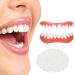 Brigtviee 2 Pairs of Dentures Cosmetic Veneers Temporary Whitening Click Veneers for Women and Men Adjustable Top and Bottom Veneers for a Confident Smile