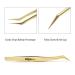 Professional Eyelash Extension Tweezers - Stainless Steel 45 Mega Curved Angled Fine Tip Tweezer for Volume Lashes - Gold Tweezer for Precision Application - 17mm - Eye Lash Extensions Supplies - Buy Online on GoSupps.com