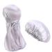 2pcs/set Durag and Bonnet Long Tail Satin Doo Rag Elastic Sleep Cap Solid Color One Size Gray