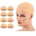 Stocking Wig Cap Ultra Thin - 8 Pcs Breathable Sweat Absorber & Stretchable Wig Caps for Women One Size Fits All (8 Pcs Light Brown) 8 Pcs Light Brown
