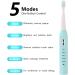 AIPOEXUNO Electric Toothbrush - Rechargeable Sonic Toothbrush with 5 Brush Heads for Adults and Kids, 5 Modes, USB Fast Charge, Smart Timing Reminder - Blue/White - Buy Online on GoSupps.com