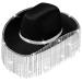Rhinestone Cowgirl Hat Bling Diamond Fringe Cowboy Hat Western Hat Glitter Cowboy Hat for Men Women Cosplay Party Costume Black Fresh Style