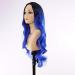 Ombre Blue Long Wavy Hair Wig for Women | Synthetic No Lace Cosplay & Halloween Costume Wig | Heat Resistant Dark Roots Blue Wig - Buy Online on GoSupps.com