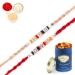 Ghasitaram Gifts Rakhi for Brother Rakhis Online - Set of 2-Nbh240 Rakhis with 100 GMS of Dryfruits Mix Can Rakhi with 100 gms of Dryfruits Mix Can