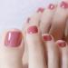 Zehory Glossy Fake Toenails Square Fake Toe nails Acrylic toenail Artificial Press on Toenail for Women and Girls(24Pcs) (Pink)