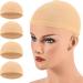 Stocking Wig Cap Ultra Thin - 4 Pieces Breathable Sweat Absorber & Stretchable Wig Caps for Lace Front Wigs One Size Fits All (Light Brown)