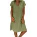 Women's Cotton Linen Embroidered Maxi Tunic Dress - Green, Plus Size Medium - Buy Online on GoSupps.com