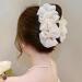 Bow Bubble Clips 4Pcs Large Claw Clips For Thick Hair Chiffon Silk Bubble Bow Hair Claw Jaw Clip Fluffy Hair Clips Thick Hair Claw Clips For Long Hair Elegant Hair Styling Accessories(White)