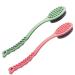 QiCheng & LYS Bath Brush With Long Handle Hand Massage Brush Body Brush Back Brush -14 Inch (Green and Rose) Green and Rose