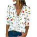 Womens Casual Short Sleeve Tops Trendy Vintage Floral Tops Womens Blouses Dressy Casual Red1 XX-Large