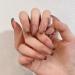 24Pcs/Set Press On Nails Medium Length Brown Gradient Minimalist Design False Nails Acrylic Fake Nails Full Cover Nails Tips Artificial Finger Manicure Press on nails for Women and Girls