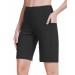 BALEAF Women's 10" Bermuda Shorts Long Athletic Workout Knee Length High Waisted Yoga Running Shorts with 3 Pockets Large Black