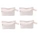 Augbunny 4 Pack Cotton Linen Multipurpose Bags with Zipper for Cosmetics White
