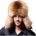 Unisex Winter Ushanka Trooper Hat with Ear Flap Chin Strap,Fox Mink Fur,3 Colors,Adjustable 58CM. Brown