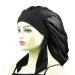 Satin Silk XL Hair Bonnet for Long Curly Hair - Black+Rose - Buy Online on GoSupps.com