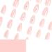 Light Pink Press On Nails | Short Almond Glossy Fake Nails | Full Cover False Nails with White Bows | 24 Pcs Nude Acrylic Nail Art for Women & Girls - Buy Online on GoSupps.com