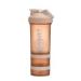 Yissone protein-shaker bottle portable Shak-Mixer bottle Supplement Mixer Cup with powder storage for running cycling fitness beige
