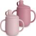 Dandat 2 Pcs Silicone Sippy Cups for Baby 6 Months+ Soft Training Cups for Babies Spill Proof Toddler Cups with Double Handles and Spout Lid Easy Grip  5 oz