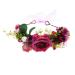 Women Floral Headband Wreath Crown Ribbon Festival Wedding Party HH88-2 Fuchsia one Piece 1 Count (Pack of 1) Hh88-2 Fuchsia
