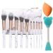 Nevsetpo Marble Makeup Brushes Set with Sponge Silicone Facial Brushes Synthetic Foundation Eyeshadow Contour Face Kabuki Make up Brushes Set for Girls (10+2pcs Marble Pink) Marble White 10 Count (Pack of 1)