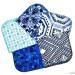 1 Ply Blue Moroccan Tiles Flannel Washable Kids Lunchbox Napkins 12x12 inches 5 Pack - Little Wipes (R) Flannel