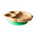 eco rascals Owl Shaped Natural Bamboo Plates for Baby Toddler | Owl Shaped Baby Suction Plate | Stay Put Feeding Plate for Weaning with Three Sections | Detachable Suction Base | Green (Grey) (Green)