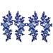 Micro Traders 2 Pairs Embroidery Sequin Lace Appliques Mirror Pair Sew On Flower Fabric Collar Patch for Motif Wedding Gown Dress Bridal Dress DIY Crafts Royal Blue, 23.5x10cm