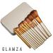 Glamza 12pcs Makeup Brush Set - Gold & White | Face Foundation Eye & Lip Brushes with Metal Case - International Shipping Available - Buy Online on GoSupps.com