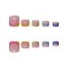 Buy Rainbow Press On French Tip Fake Toenails - Glossy Pink Acrylic Toe Nails with Colorful Designs for Women - Buy Online on GoSupps.com