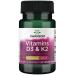 Swanson, Vitamins D3 & K2, Deposit, 1 Capsule Every 2 Days, 60 Vegan, High Dosed Capsules, Soy Free, Vegetarian, Gluten Free, Non-GMO