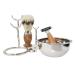 HRTC men's rasuring brush stands natural brush stone handles soap shell shaving rack holder luxurious male 3-layer razor blade kit Bowl 13x15cm Silver