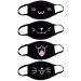 Fashionapple 4 piece of mouth protection anime cartoon mask unisex cotton anti-dust fashion kawaii sweet mouth protection reusable emotion mask black with motif