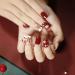 Bufenia 24Pcs Christmas Press on Nail Short Square Red Fake Nails Glitter Elk Snowflake False Nail Glossy Acrylic Full Cover Nails for Women and Girls (C)