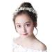IYOU Princess Pearl Headpiece Gold Bowknot Headband Crystal Bridal Wedding Hair Accessories Holy Communion Hair Tiaras for Flower Girls