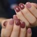 Huil Artificial Nail 24Pcs Mix Color Glossy Fake Nails Square Artificial Brown Pink Round False Nail Tips for Office Home Faux Ongle Sticker